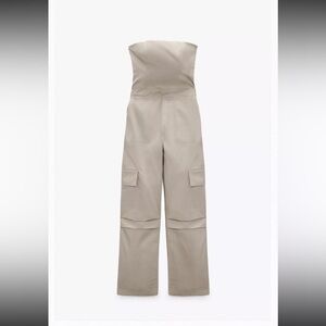 Zara Long Cargo Jumpsuit NWT